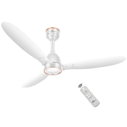 Image of RR Signature COMFYGLOW 1250mm BLDC Underlight Ceiling Fan with 100% Pure Copper Motor - 35W | 350 RPM High Speed | Remote Control & LED Light | 3 Light Modes | 3 Year Warranty - Sparkle White