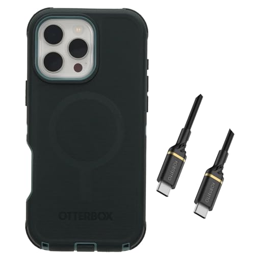 Coque iPhone 16 Pro Max OtterBox Defender vert sauge avec câble USB-C