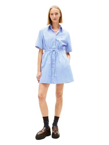 Image of Tommy Jeans Women's Casual Shirt Dress with Mini Stripe