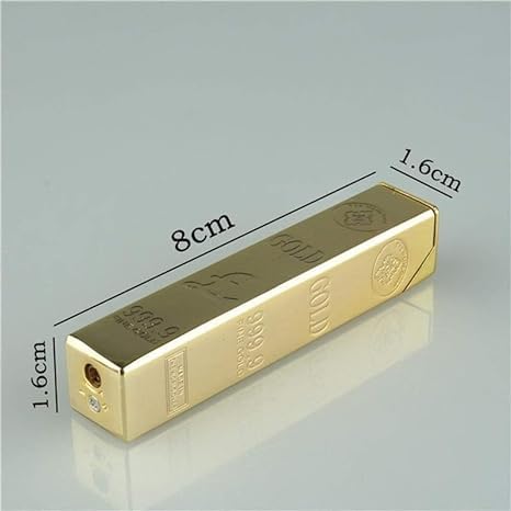 Image of Alkey Metal Gold Bar Lightr Fire Butane Gas Smoke Lighter Inflatable Cigarette Cigar Gasoline Engine Oil Lighter Gadget Cigarette Stylish Pocket Lighter