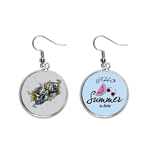 Pendientes de sandia y calavera originales aretes de verano