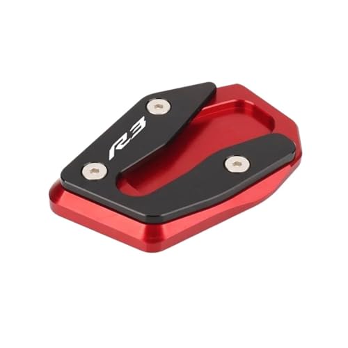 Motorrad Sturzschutz Motorrad CNC Kickstand Seitenständer Ständer Erweiterung Enlarger Pad For Yamaha YZF-R3 YZF-R25 YZFR3 YZFR25 2019-2022 Gehäuseschutz Zubehör(Red)