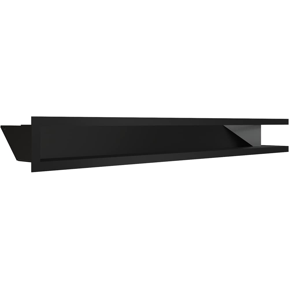 KRATKI Rejilla de ventilación para chimeneas Rejilla de Esquina Izquierda con Entrada de Aire Cubierta 45 Grados Acero Pintado en Polvo 80x40x9cm Negro | Salida de aire de 45° para ventilación de chimenea. Para distribución de aire caliente