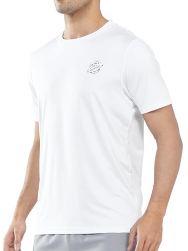 NORTHYARD Men's Athletic Quick Dry Running T-Shirts Workout Active Lightweight Short-Sleeve Shirts Gym Fishing Tee Tops White M