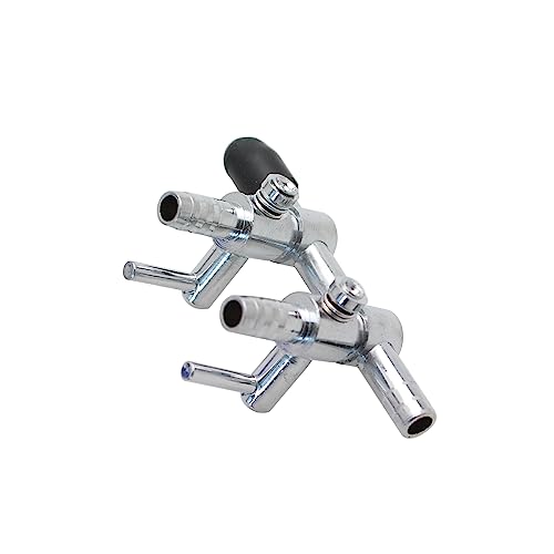 Image of TAODAN 2PCS 2-Way Aquarium Metal Gang Manifold Air Line Control Valve Air Tap Air Splitter Stainless Steel Air Flow Splitter Pump Lever Valve