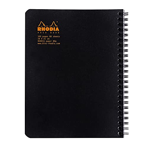 RHODIA 193439C, Spiral Notebook (Full Binding) Black Notebook, A5+, Dot Dot Lines, 160 Detachable Pages - Image 2
