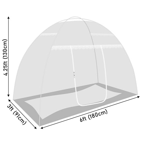 Image of Single Bed Mosquito Net Foldable, Lightweight Polyester 30GSM Strong Foldable Machardani (White Color, 3feet x 6feet)