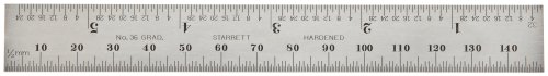 Starrett CB150-36 Combination Square Blade With Inch and Millimeter Graduations, Sets And Bevel Protractors, 19mm Width, 2mm Thickness, 150mm Size Starrett CB150-36 Combination Square Blade With Inch and Millimeter Graduations, Sets And Bevel Protractors, 19mm Width, 2mm Thickness, 150mm Size