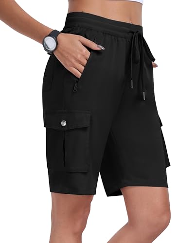 MoFiz Women's Cargo Shorts Quick Dry Athletic Shorts Lightweight Running Summer Hiking Shorts with Pockets