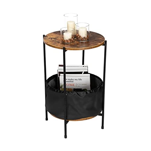 Tables Basses Table basse en bois Table d'appoint en fer forgé à deux couches Feuille de rangement créatif Meubles de salon Chambre à coucher Chambre à...