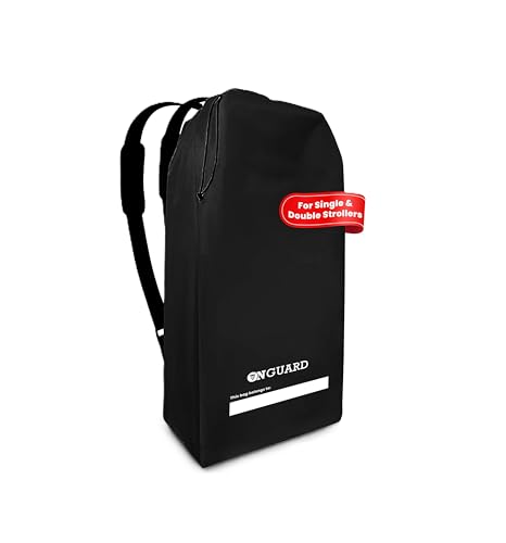Image of ONGUARD Waterproof Single and Double Stroller Bag for Airplane - Travel Stroller Cover for Air Travel and Storage - Gate Check Bag Backpack- Baby Airplane Essentials - Black