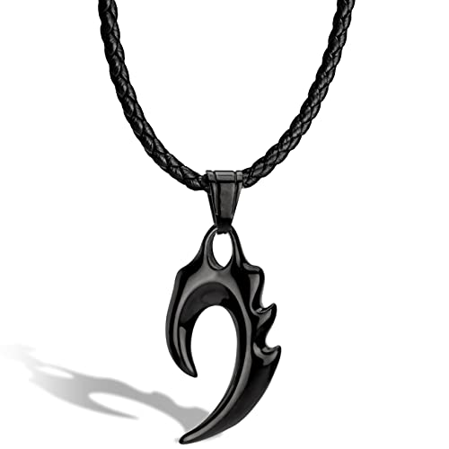 SERASAR Cadena de Cuero para Hombre Collar de Cuero con Colgante - 50cm Negro - Cadena de cordón de Cuero con Joyas - Cuero Genuino - Regalo para Hombre - Collar de Cuero para Hombre Banda de joyería Cover
