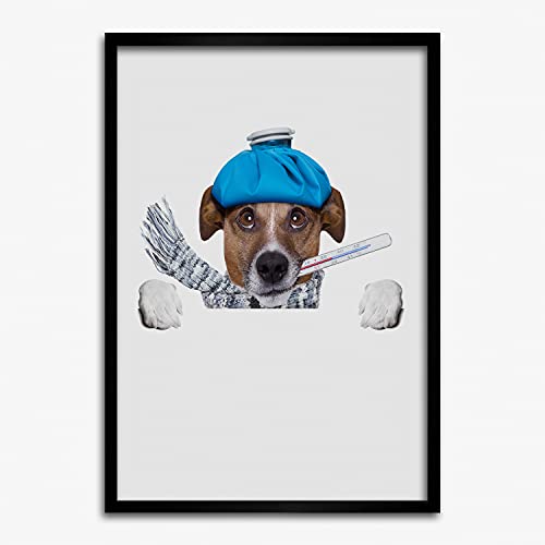 Chien malade peinture Tulup cadre MDF 50x70 cm pour une decoration interieure pleine de sensibilite