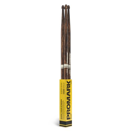 Image of ProMark Rebound 5A FireGrain Hickory Drumsticks, Wood Tip, 2 Pair | ProMark drumsticks deliver balanced feel, durable hickory construction, controlled rebound and clear wood-tip articulation.