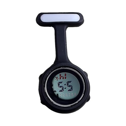 SagaSave Reloj digital de bolsillo con pantalla digital, reloj de enfermera, silencioso, electrónico, luminoso, con pin/clip, para enfermera, médico, mujeres y hombres, negro, Deportivo