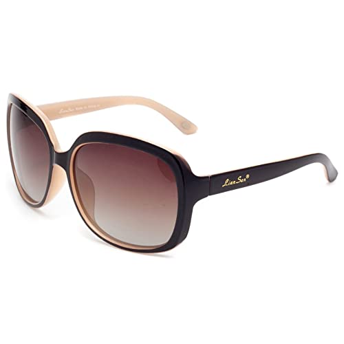 Amorays Gafas de sol para mujer vintage polarizadas de gran tamaño 100% UV400 protección gafas LSP301PC, marrón Cover