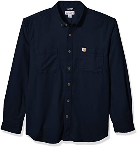 Carhartt mens Rugged Flex Hamilton Solid Long Sleeve Button Down Shirt, Navy, XX-Large US