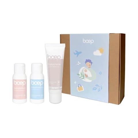 Boep Baby on Travel - Natural Baby Care Gift Set with Travel Sizes - Care Set for Babies and Children (Body Lotion, Shampoo and Baby Cream of 50 ml) in an Organic Cotton Bag Cover