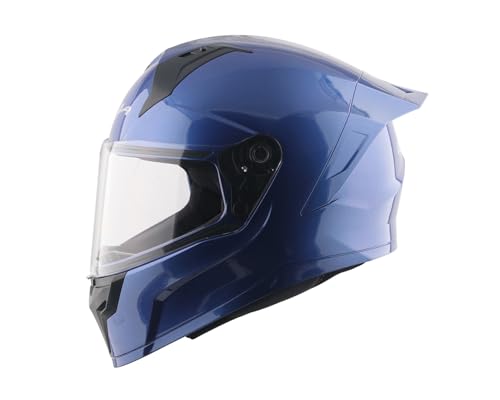 Image of Vega Sonic Solid Full Face Motorcycle Helmet with Shock Absorbing Liner, Comfortable Interior, Lightweight Shell, Aerodynamic Design, Ventilated Fit, and Trendy Blue Finish Blue-L
