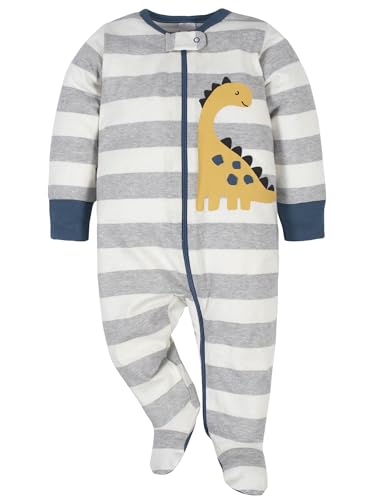 Gerber Baby-Jungen 4er-Pack Sleep'N Play Strampler und Kleinkind-Schlafanzüge, Dinosaurierblau, 3–6 Monate