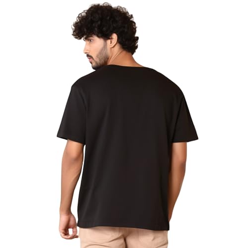 Image of prabhu bhakti Men's Oversized Lord Shiva Trishul Printed BlackT-Shirt | Drop Shoulder Pure Cotton Oversized Tshirt for Men
