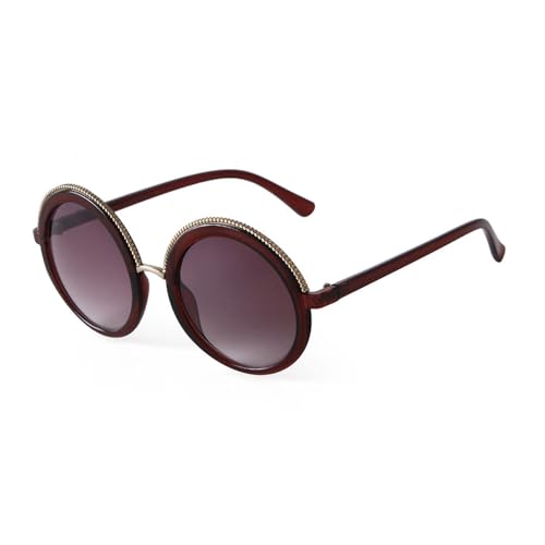 Lunettes de soleil rondes femme en métal vintage et tendance homme thé C2