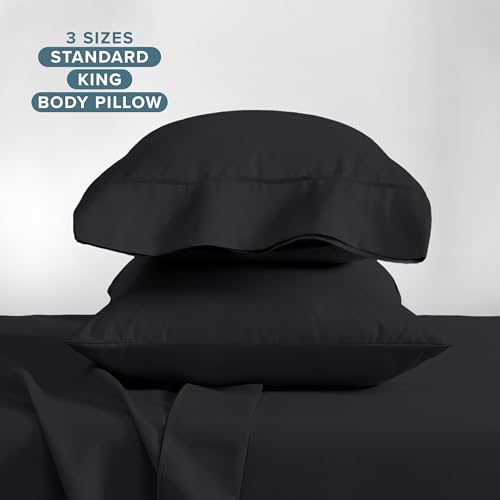 Image of Bare Home Premium 1800 Ultra-Soft Microfiber Pillowcase Set - Double Brushed - Hypoallergenic - Wrinkle Resistant (Standard Pillowcase Set of 2, Black)