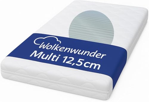 Wolkenwunder Wellflex Multi 7-Zonen-Schaum-Matratze mittel 90x200 cm 13 cm Gesamthöhe I Bezug waschbar I hygienisch I pflegeleicht I div. Größen (13 cm Gesamthöhe, 90 x 200 cm)