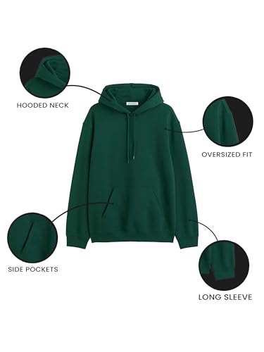 Image of DROBE Winter Wear Stylish Plain Solid Cotton Relaxed fit Hooded Hoodies for Unisex