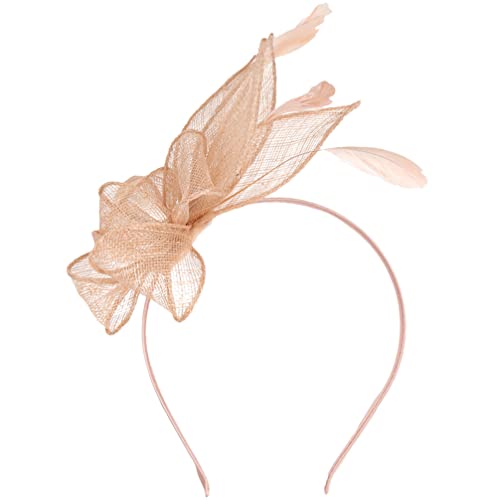Lurrose Fascinators Hat Headband Cocktail Tea Party Headband 1920s Mesh Net Veil Wedding Hats for Special Events Wedding Party Nude