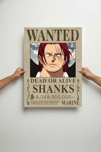 Image of 0ne Pieece Anime Posters | Size - 42 X 32 cm | Premium Matte Wall Art | Lufffy, Zooro, Sanjji | A3 Size | BOND VERSE (Red-Haired Shankss Wanted Poster)