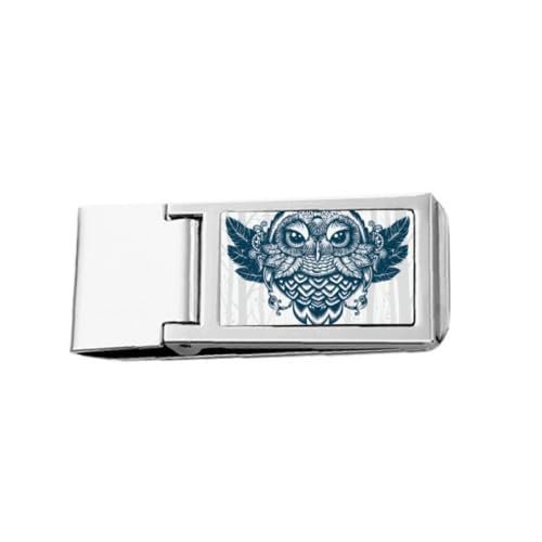 女王のフクロウの森 スリムマネークリップ ステンレスホルダー ポケット財布