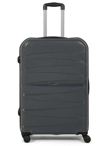 Image of Teakwood Medium Check in Size 8 Wheels Trolley Bag, Hard Cabin with Zipper Closure, Adjustable Push Button & TSA Lock System 360 Degree (Medium, Grey)