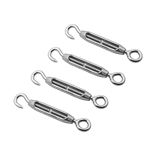 Heyiarbeit M4 Tensor de Gancho y Ojal de Acero Inoxidable 304, Juego de 4 Piezas, Tensión para Cable, Color Plata miniatura 1