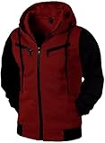 Moletom Blusa De Frio Jaqueta De Zíper Slim Casaco Com Capuz Masculino Feminino (BR, Alfa, M, Regular, Regular, BORDO/PRETO)