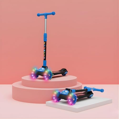 Image of Crackles Foldable Kick Scooter for Kids with LED Light Wheels | Skating Cycle Style Scooter with Adjustable Handle & Foldable Design Lightweight Ride-On Toy for Boys & Girls Outdoor Toy