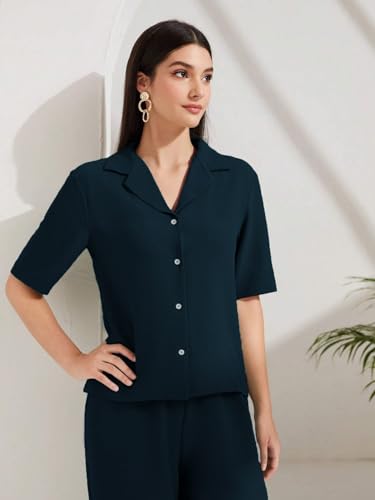 Image of TOPLOT Women's Co-ord Set | Short Sleeve Top & Bottom | Stylish Matching Set | Comfortable Fit Wear | Trendy Look Styling | Easy Movement | Perfect for Casual (5232)