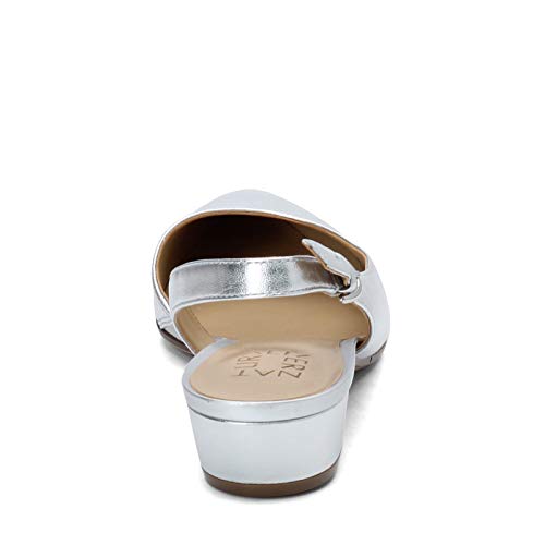 Naturalizer Womens Banks Slingback Low Heel Pointed Toe Pumps ,Silver Metallic Leather,8.5 #TOP4