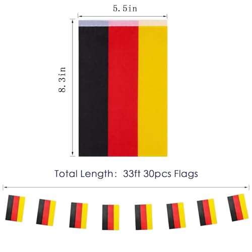 Image of German Flags Germany String Flag Banners for Patriotic Events Independence Day Sports Bars Inside Outside Decorations 33 Feet 30 Flags