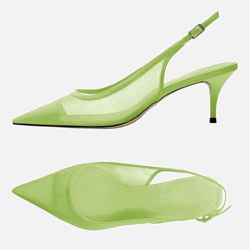 Image of Mesh Kitten Heels for Women Slingback Design with Pointed Toe Breathable and Stylish Elegant Low Heel for Comfort