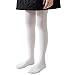 Ribbed Opaque Tights for Girls Knit Leggings Pantyhose Stockings Soft Stretch Pants for Dress Uniform School Wear White