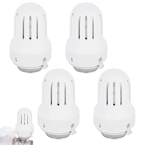 WIYETY Tête Thermostatique: 4 Pièces Matériel Durable Vanne De Radiateur, Régulation Intelligent De Température, Fonction De Protection Contre Le Gel Et Réglable, pour Bureau Maison (M30 x 1.5)