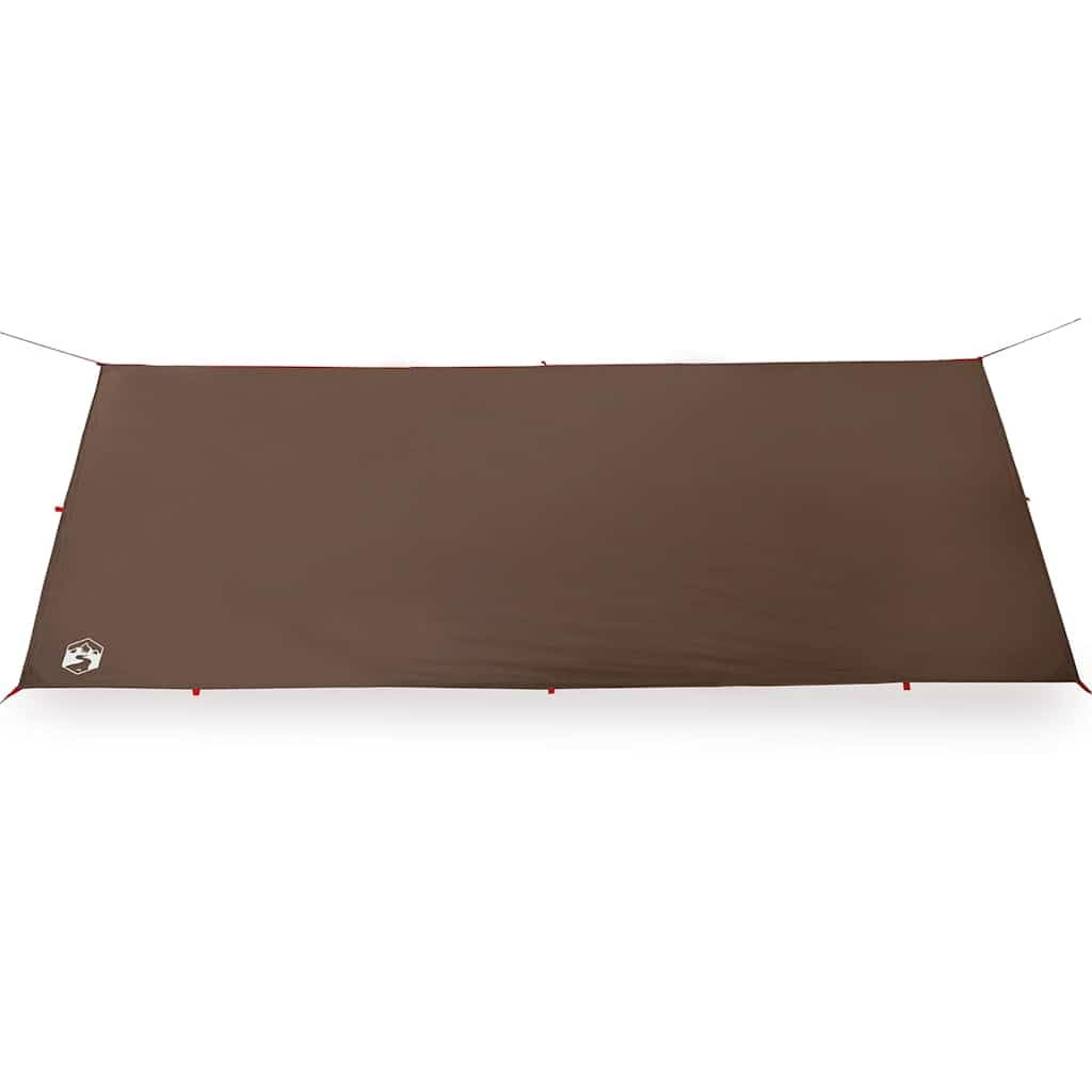 Tarp Braun 506 x 306 cm Impermeable 185T Poliéster PU Revestimiento Lona de Camping con Ojales, Ligera, Portátil Versátil como Lona de Tienda de Campamento, Lona para el suelo, Cubierta de lluvia para