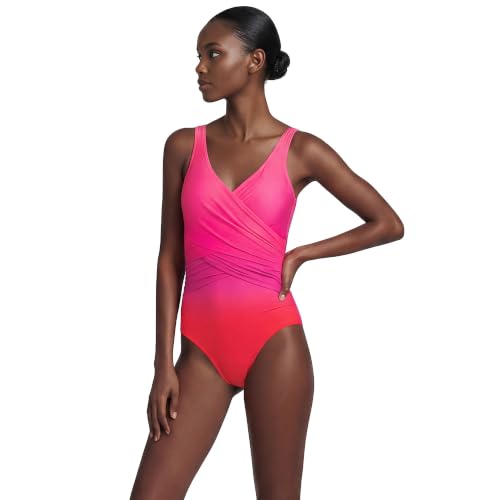 Best Petite Bathing Suits for Women Over 60 (11 Suits That Were Made for You) 6 Lands' End Womens Slender Suit Wrap One Piece Swimsuit Pink Multi Ombre Petite 8