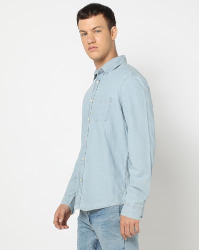 Image of Gap Men Slim Fit Full Sleevesd Collared Chambray Shirt