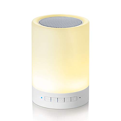 XUMING Luz de Noche LED con el Altavoz del Bluetooth, luz Ambiente Colorido, lámpara de Mesa de protección para los Ojos, lámpara de Noche Dormitorio, SOS Ayuda luz