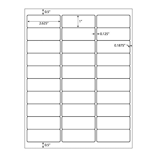 100 Sheets 3000 Labels LabelMore 30 up Labels 1" X 2-5/8" Shipping Labels Self Adhesive for Laser and Inkjet Printers 8.5" x 11" White. image 5
