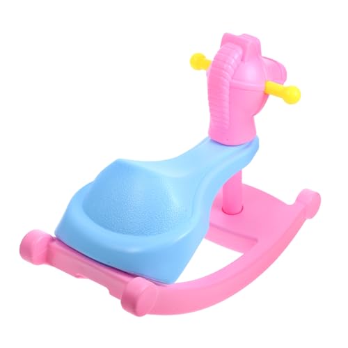 NAMOARLY Accesorios para muñecas casa de Juguete Mini Adorno casa de muñecas Juguete plástico Modelo de Caballo balancín 1/12 Accesorios para casa de muñecas el plastico Rosa