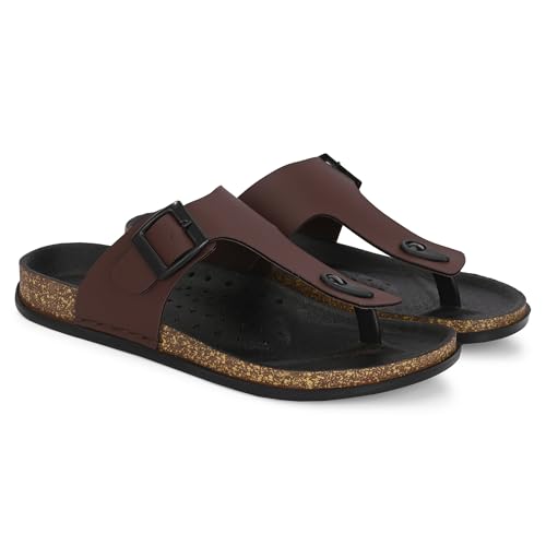 Image of ROWLANS Fashionable Men's Beach Slippers - Water-Resistant & Perfect for Travel 853 8 brown