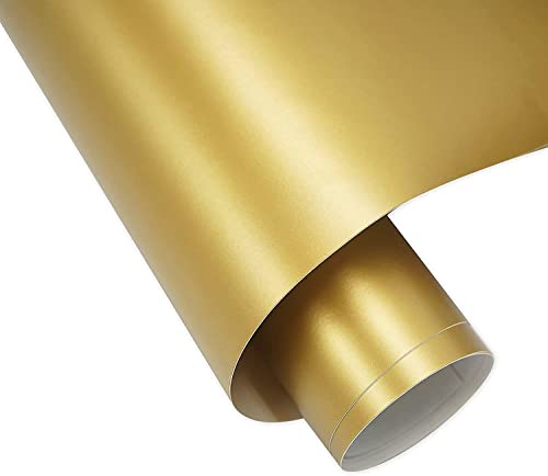 Image of WALLMATE? Matte Wrap Vinyl Peel and Stick Car & Bike Wrap Sheet Vinyl Car Wrap Sheet Roll Film Sticker Decal Sticker (12x120 /Inch, Gold Metallic Matte)